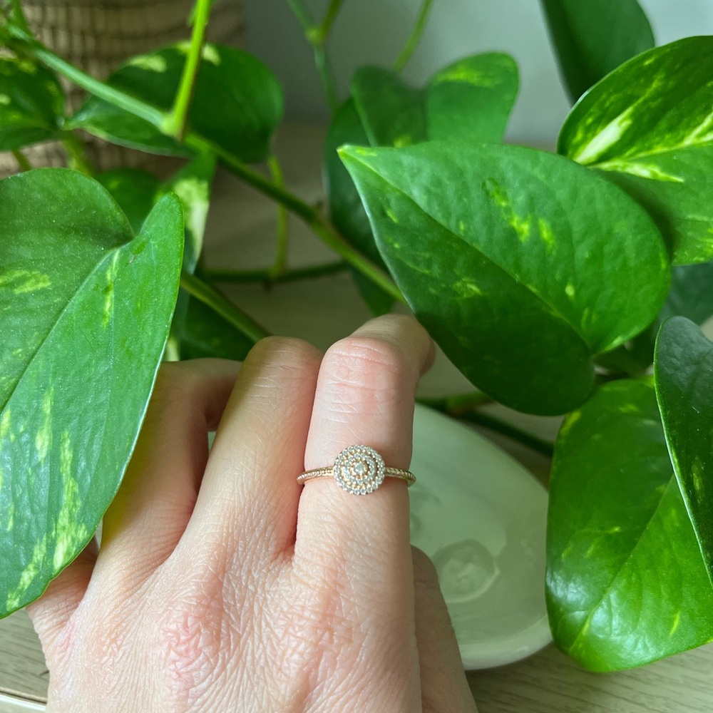 Pandor Rose Gold Ring with Pavé Ball
